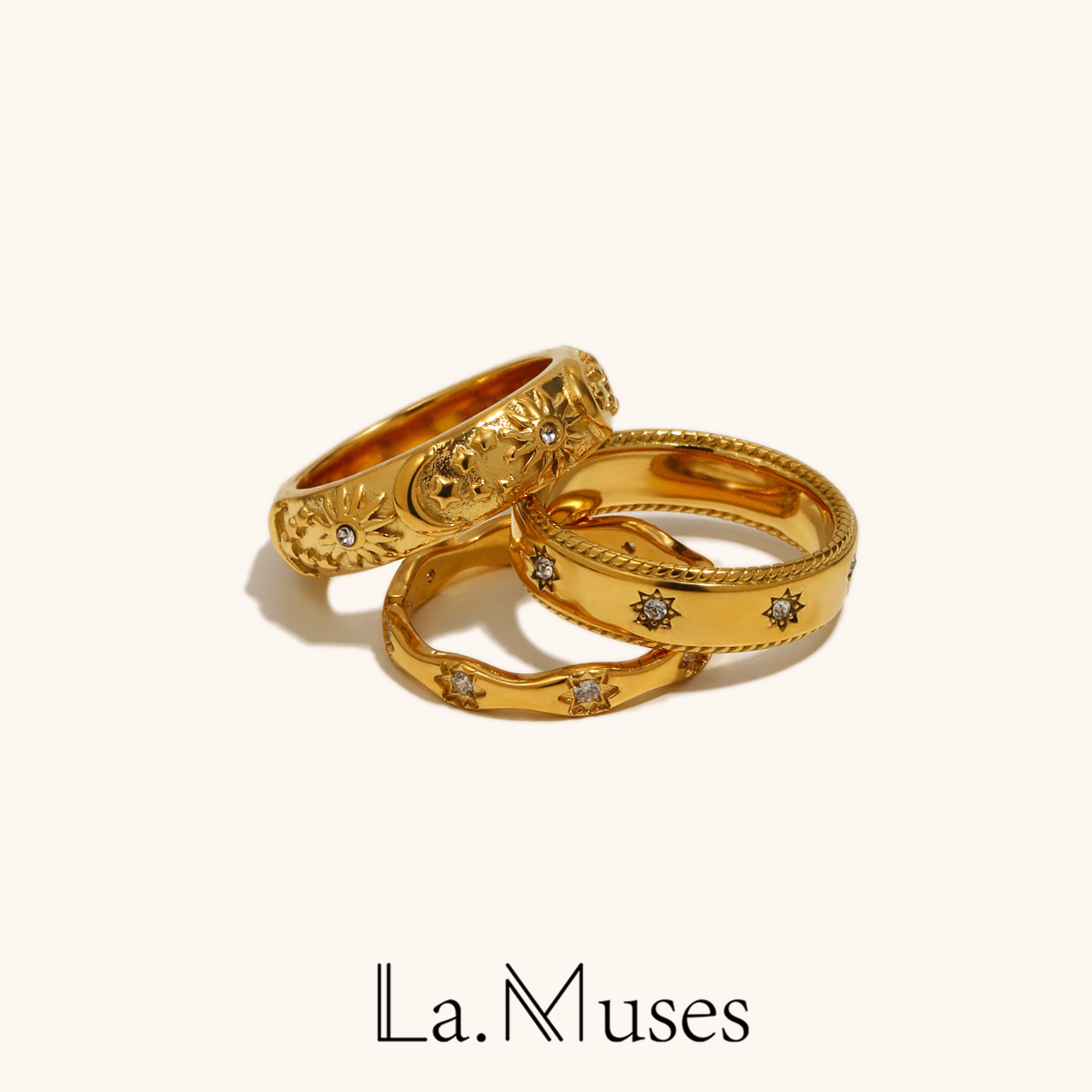 Hi Tech Accessories - La.Muses Ripple Edged Octagonal Cubic Zircon