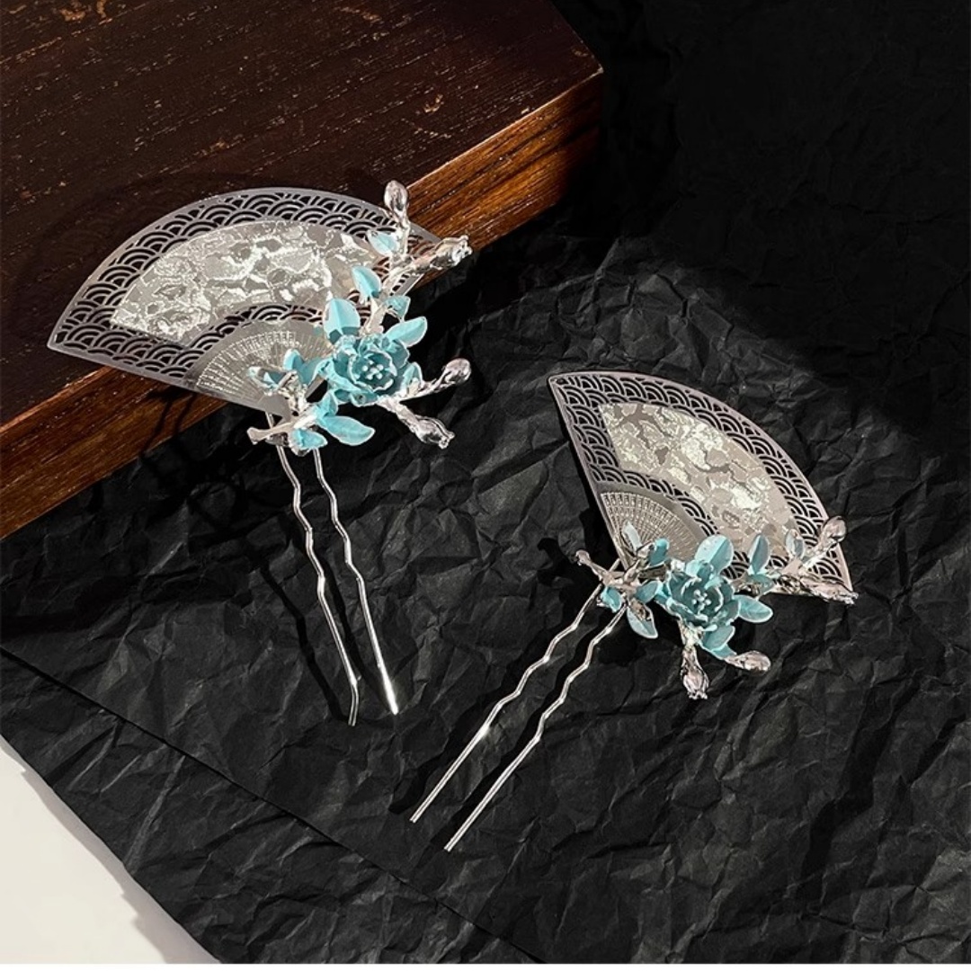 Hi Tech Accessories - New Chinese-Style Fan-Shaped Hairpin, Exquisite, Light