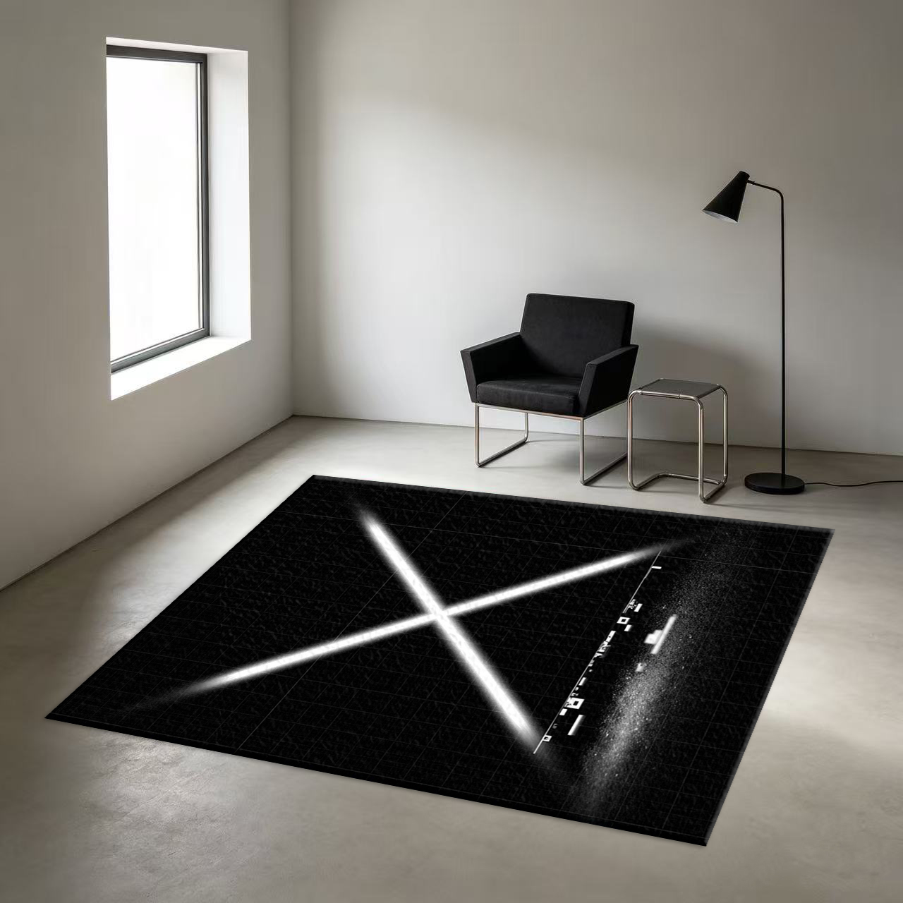 Black Grid Glowing X Abstract  - Tech X ulasan dan harga