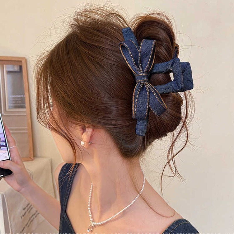 Autumn Winter Denim Bow Hair C - Hi Tech Accessories ulasan dan harga