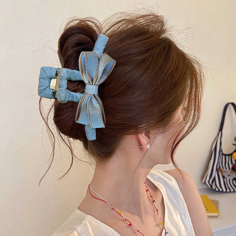 Autumn Winter Denim Bow Hair C - Hi Tech Accessories ulasan dan harga